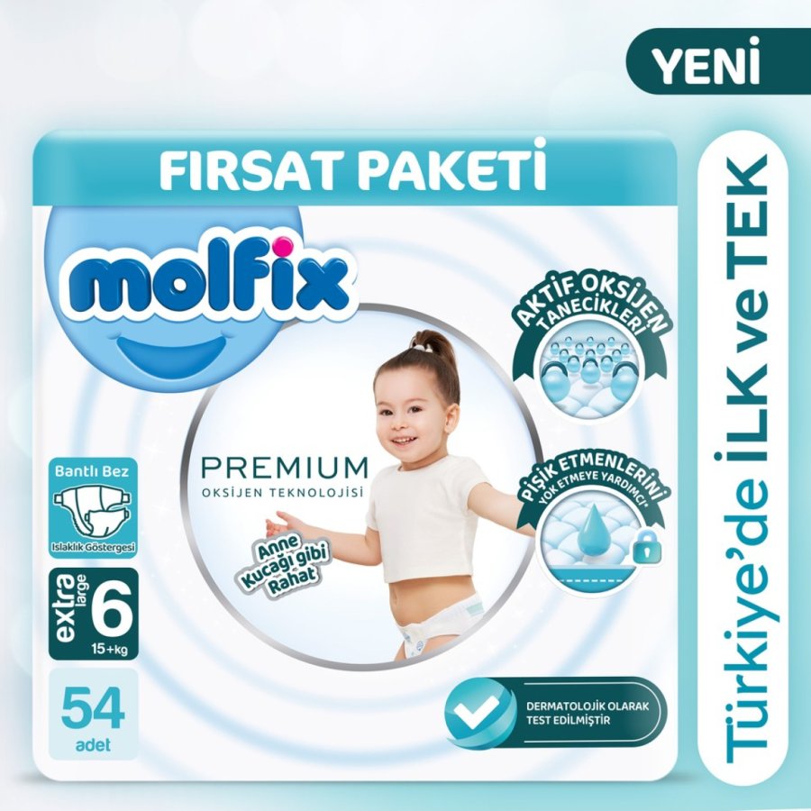 Molfix Premium Bebek Bezi Ultra Fırsat Paketi 6 Beden 15+ Kg 54 Adet