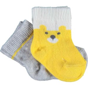 Bibaby Biorganic Happy Bear Çorap, Sarı, 2'li