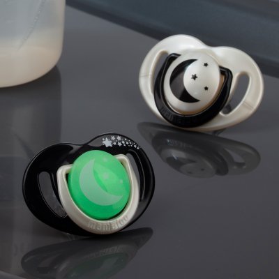 Mamajoo Sterilizasyon & Saklama Kutulu Ortodondik Emzik, Gece & Gündüz, 12 Ay+, Black Pearl, 2'li