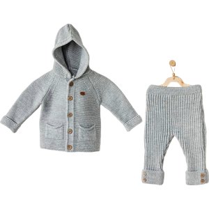 Andywawa Knitwear Bebek Triko Takım, Gri, Melanj