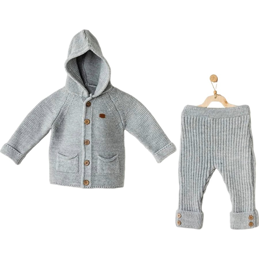 Andywawa Knitwear Bebek Triko Takım, Gri, Melanj