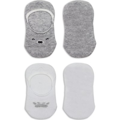 Bistyle 2'Li Babet Cute Face Penye Çorap 30103 Gri Beyaz