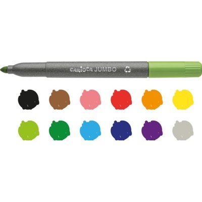 Carioca Eco Family Jumbo Süper Yıkanabilir Keçeli Boya Kalemi, 12'li