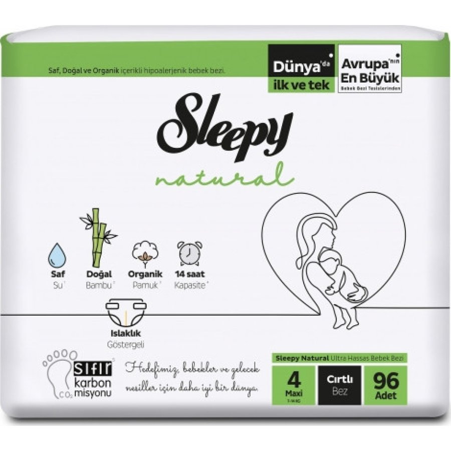 Sleepy Natural Bebek Bezi, 4 Numara, 96 Adet