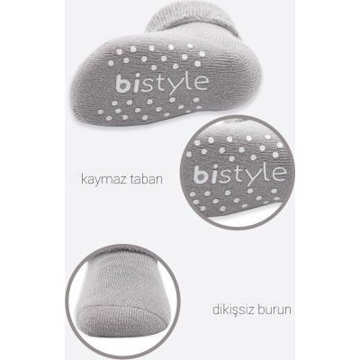 Bistyle 2'Li Çemberli Kaymaz Havlu Soket Çorap 10503 İndigo Gri