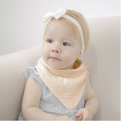 BabyJem Ahşap Diş Kaşıyıcılı Bürümcük Müslin Önlük, Somon