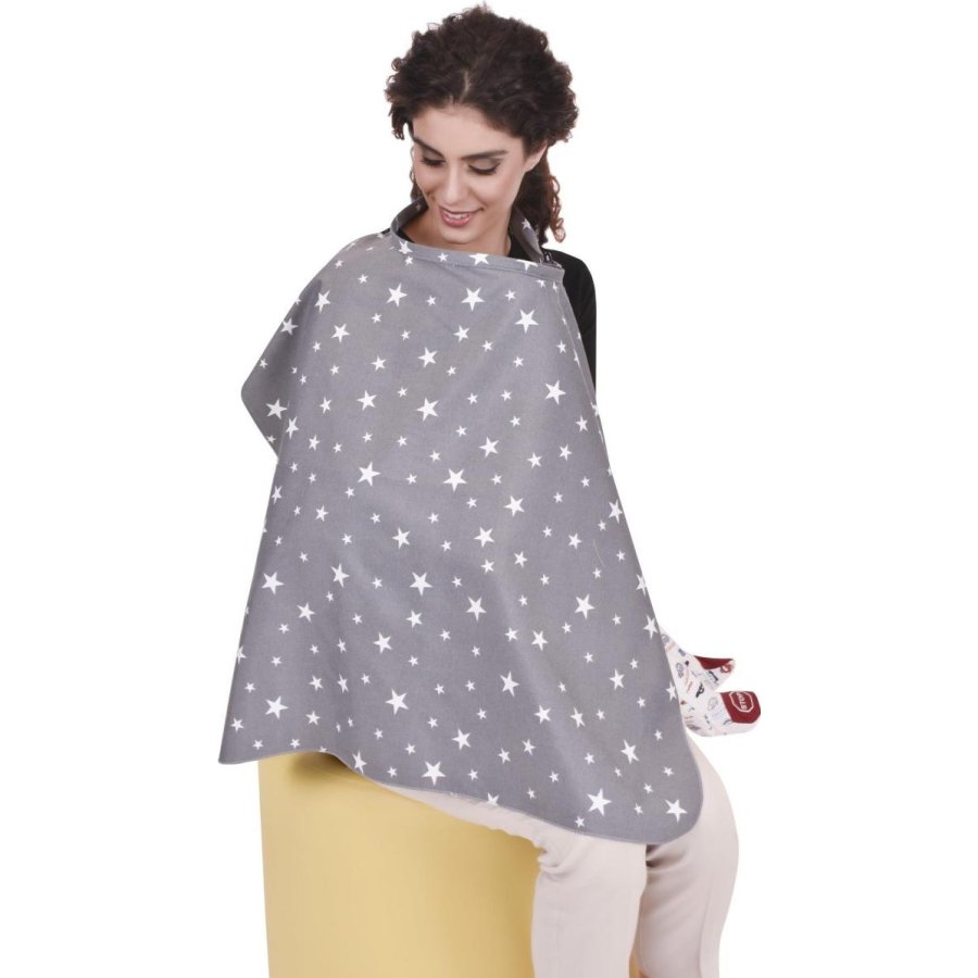 Sevi Bebe Tokalı Emzirme Örtüsü, Gri, Yıldız