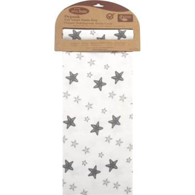 Sevi Bebe Organik Müslin Bebek Battaniye, 100x100, Gri, Yıldız