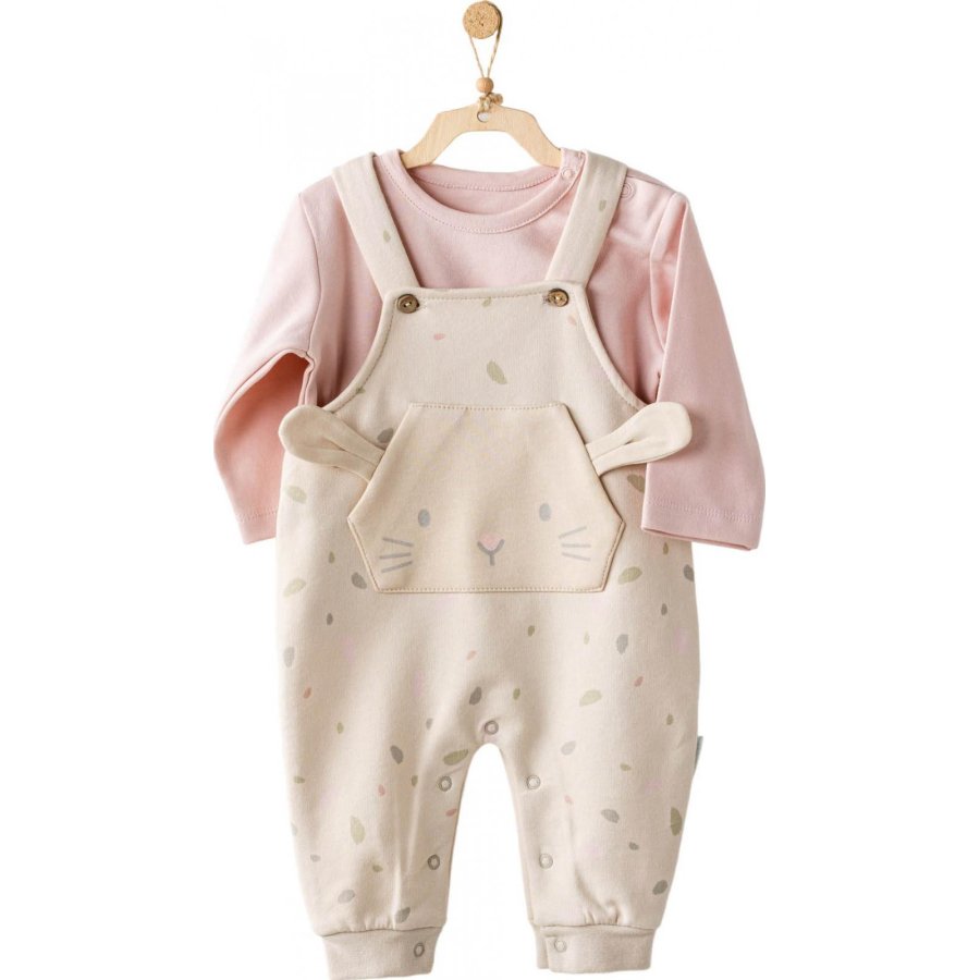 Andywawa Baby Casual Bebek Salopet Takım, Bej, Pembe