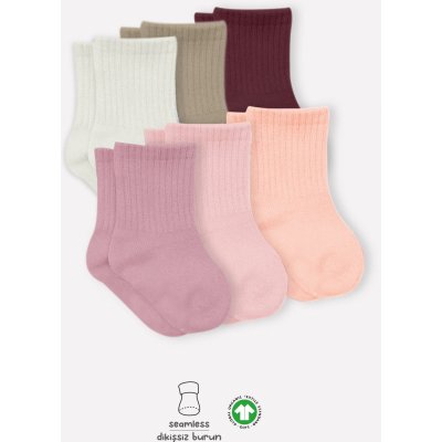 Bistyle Colors Penye Düz Soket Çorap, Gül Kurusu, 6'lı