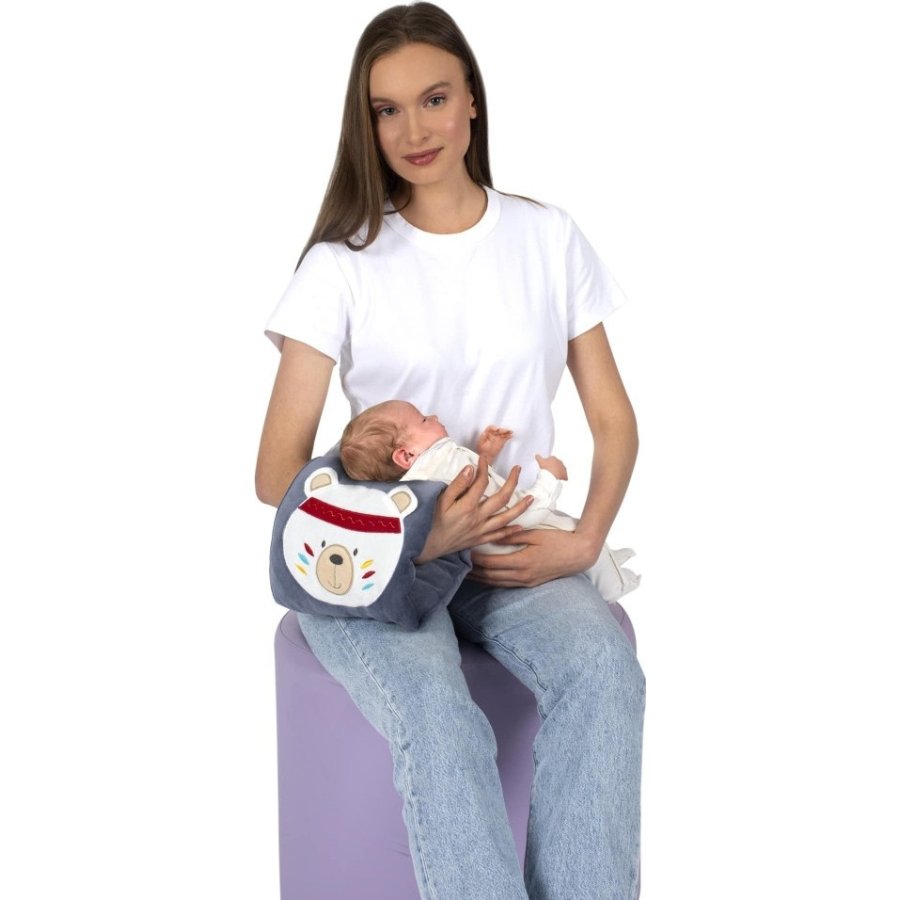 Sevi Bebe Nakışlı Lüks Emzirme Yastığı, Gri