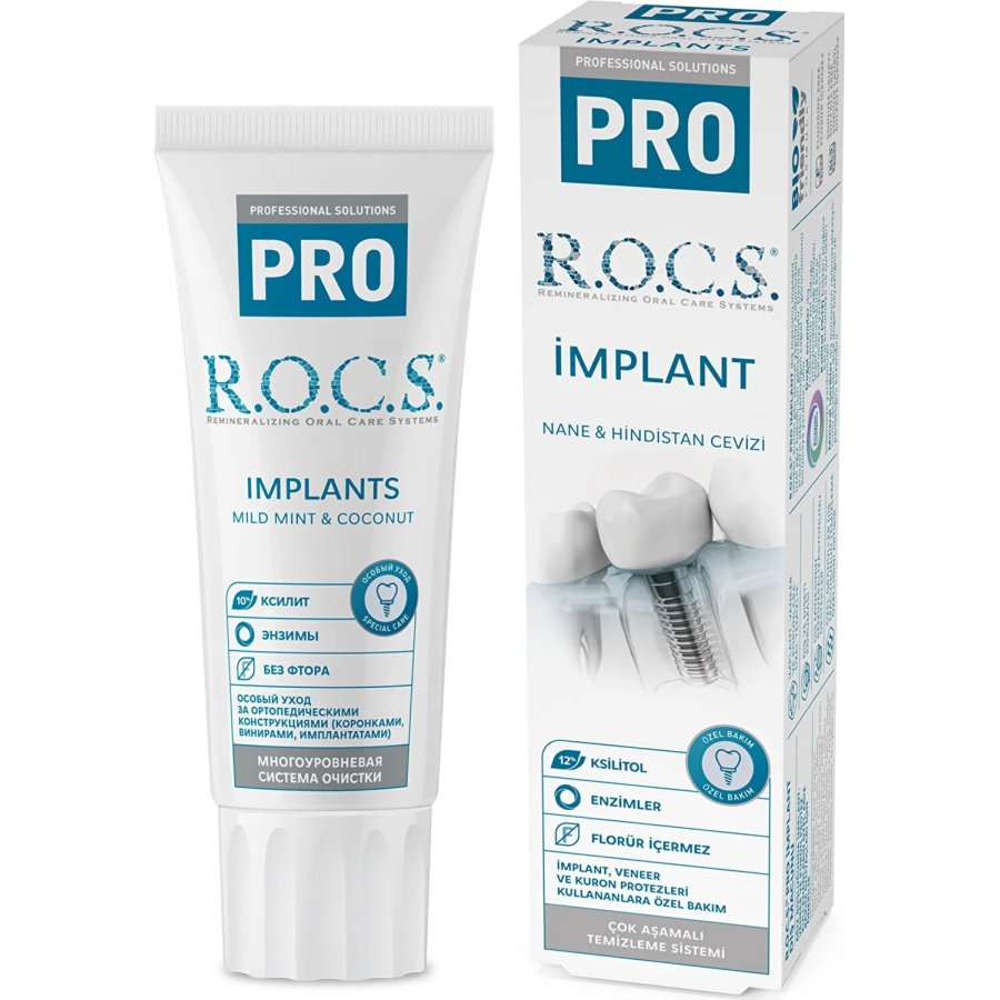 R.O.C.S. Pro İmplant Nane & Hindistan Cevizli Diş Macunu, 60 ml