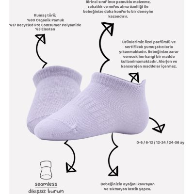 Bistyle Colors Penye Sneakers Soket Çorap, Pastel, 6'lı