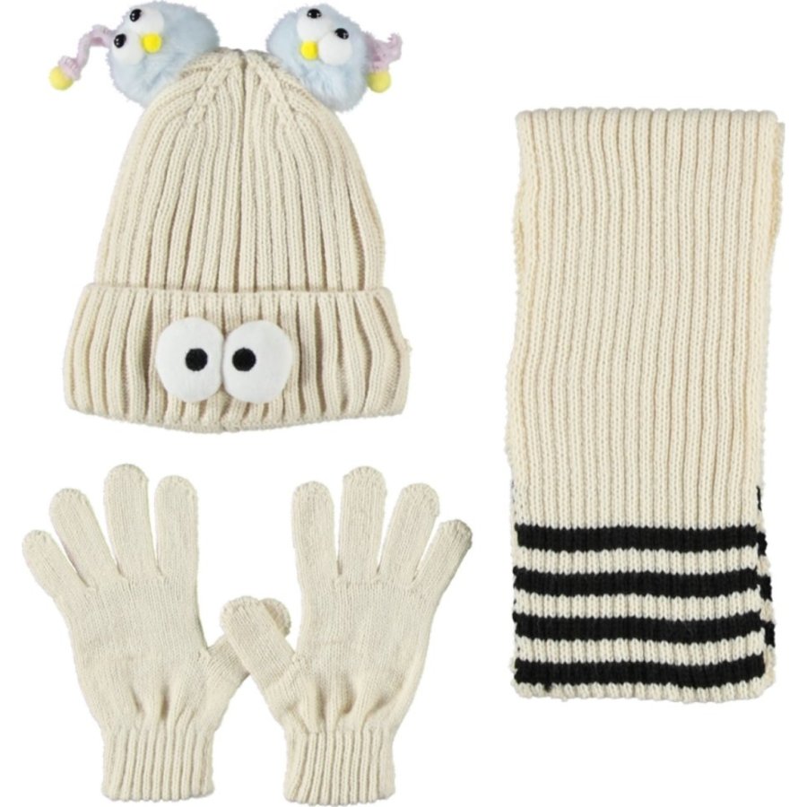 Kitti Çocuk Kız Atkı Bere Eldiven Takım (4-8 Yaş) K24170-09 Beyaz