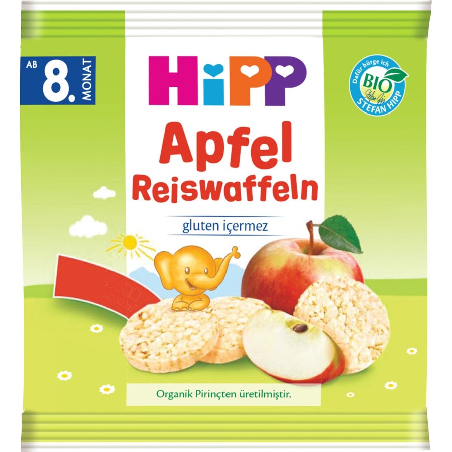 Hipp Organik Elmalı Pirinçli Bebek Gofreti, 30 g