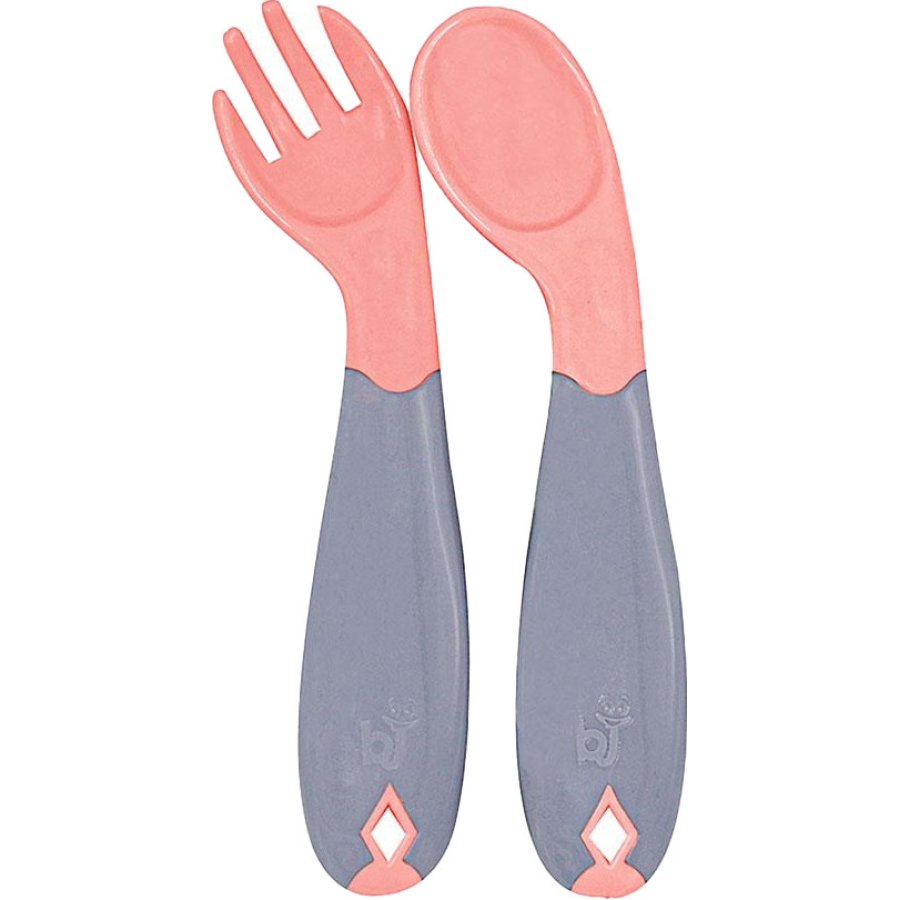 BabyJem Açılı Mama Kaşık Çatal Takımı, Gül Kurusu