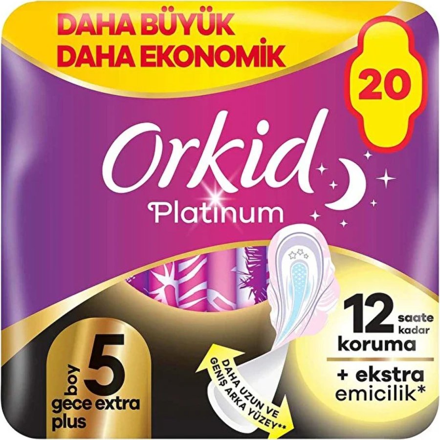 Orkid Ultra Platinum Gece Ekstre Plus Ped 20'Li
