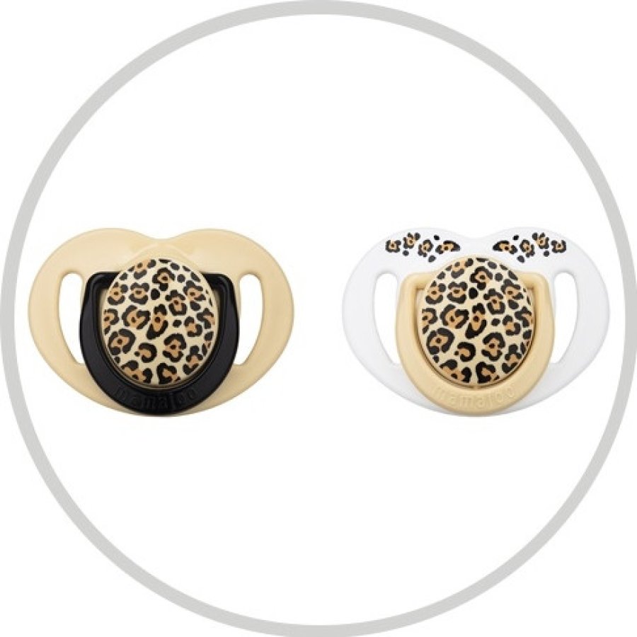 Mamajoo Sterilizasyon & Saklama Kutulu 2'li Ortodondik Emzik, 6 Ay+, Bej, Leopar