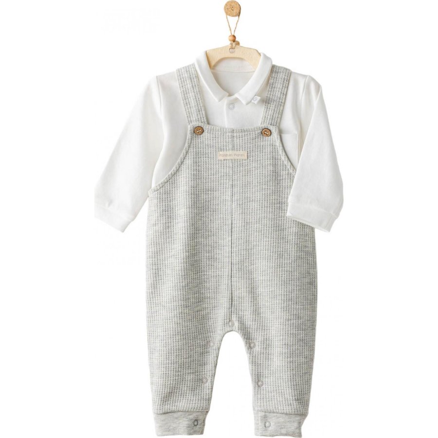 Andywawa Penguin Planet Bebek Salopet Takım, Ekru, Gri