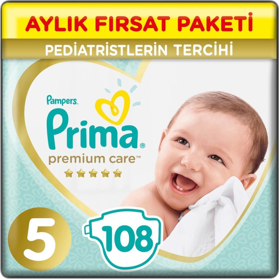 Prima Premium Care Bebek Bezi, 5 Beden, 108 Adet