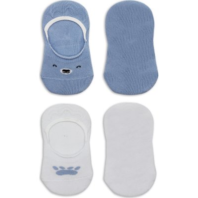 Bistyle 2'Li Babet Cute Face Penye Çorap 30103 Mavi-Beyaz