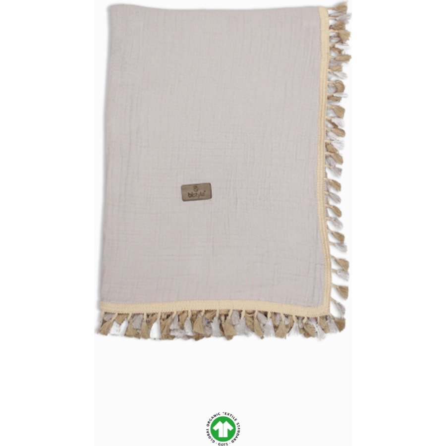 Bistyle Organik Müslin 80x90 Fistolu Battaniye 70112 Taş