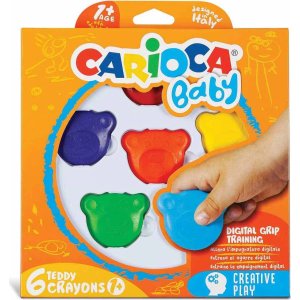 Carioca Teddy Şekilli Kirletmeyen Mum Boya, 6'lı
