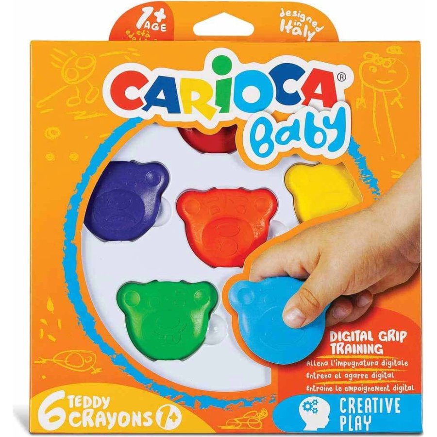 Carioca Teddy Şekilli Kirletmeyen Mum Boya, 6'lı
