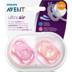 Philips Avent Ultra Air Emzik, 6-18 Ay, Kız, Desenli, 2'li