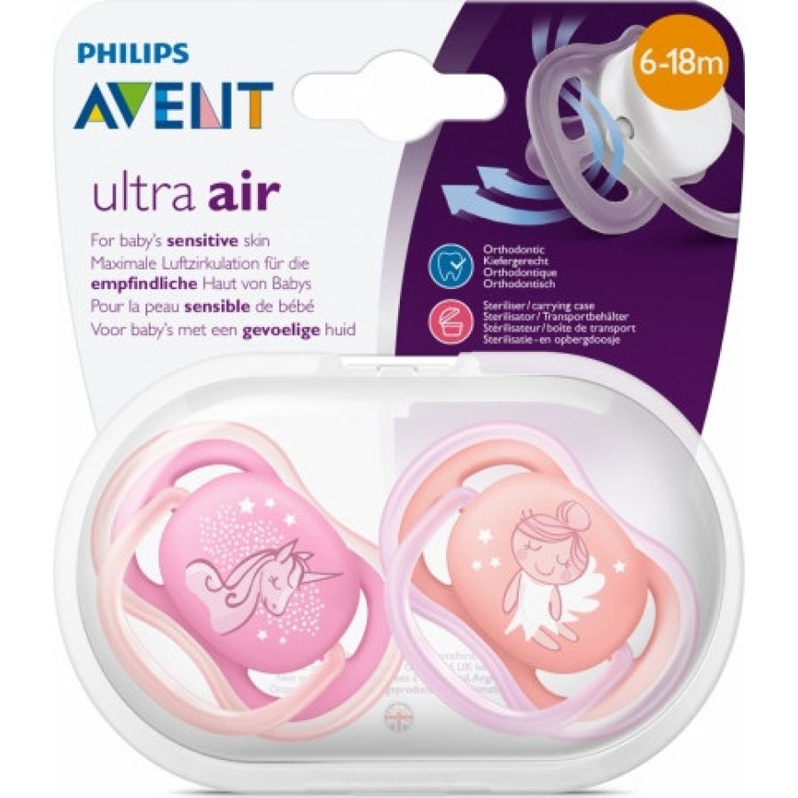 Philips Avent Ultra Air Emzik, 6-18 Ay, Kız, Desenli, 2'li