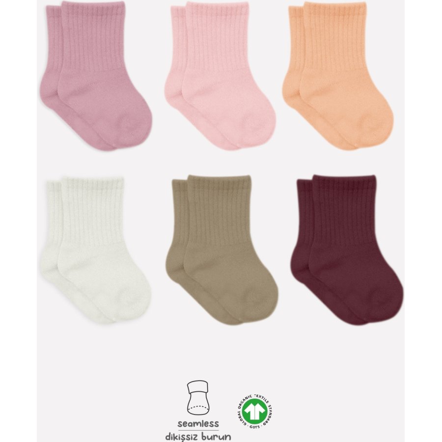 Bistyle Colors Penye Düz Soket Çorap, Gül Kurusu, 6'lı