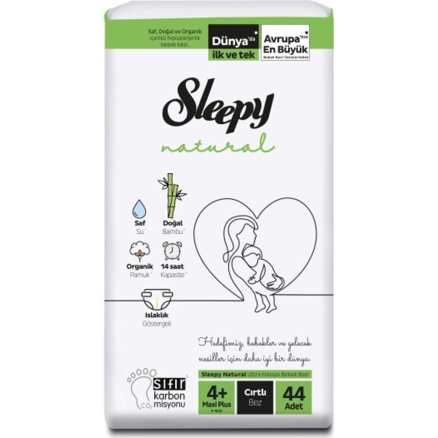 Sleepy Natural Bebek Bezi, 4+ Numara, 44 Adet