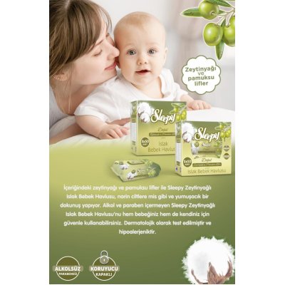 Sleepy Doğal Zeytinyağlı Islak Havlu Mendil, 90 Yaprak