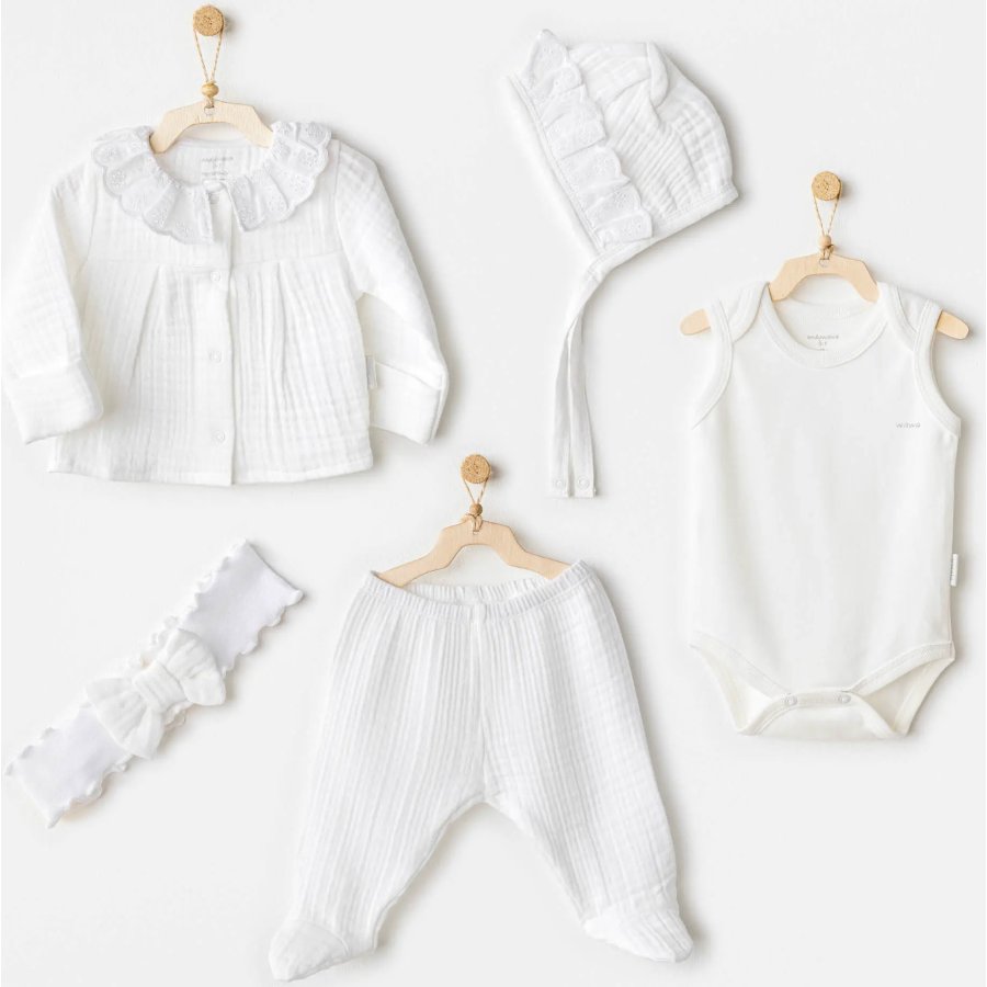 Andywawa AC25840 Natural Gift Müslin 5'Li Hastane Çıkışı White