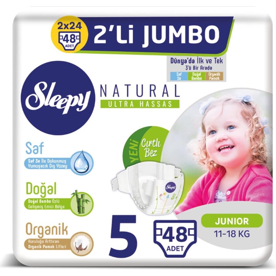 Sleepy Natural Bebek Bezi, 5 Numara, 48 Adet