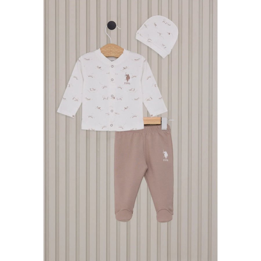 U.S.Polo Erkek Bebek Patikli 3'Lü Takım USB2018 Krem