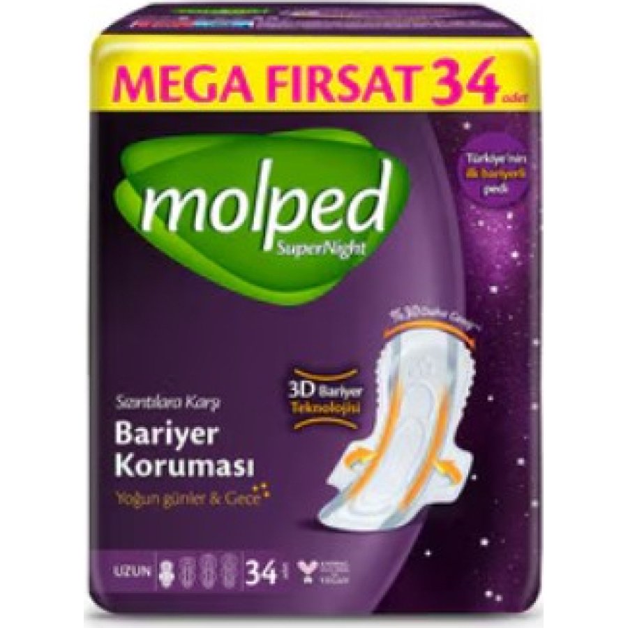 Molped SüperNight Uzun Ped Mega 34 Adet