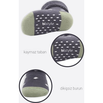 Bistyle Puanlı Kaymaz Havlu Soket Çorap 2'Li BS10502 Antrasit