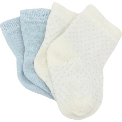 Bistyle Organik Puan Derby Penye Soket Çorap, Mavi, Ekru, 2'li