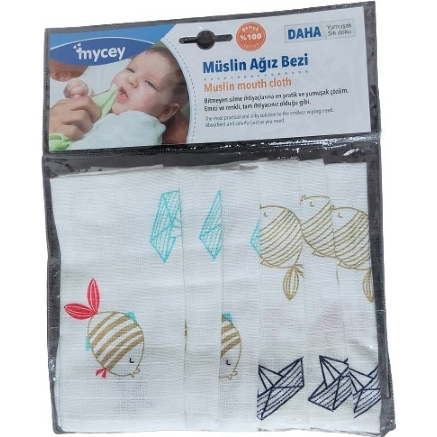 Mycey Müslin Kumaş Ağız Bezi, 6'lı Set, Denizci