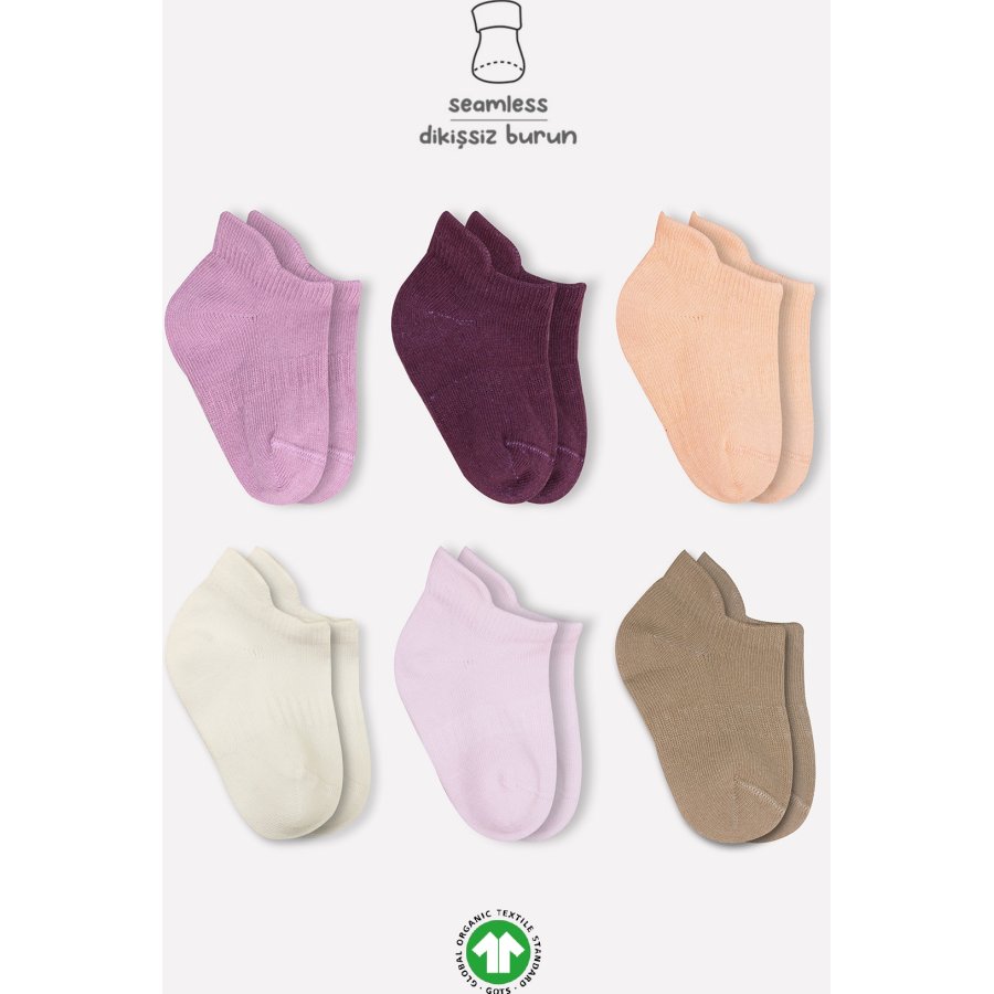 Bistyle Colors Penye Sneakers Soket Çorap, Gül Kurusu, 6'lı