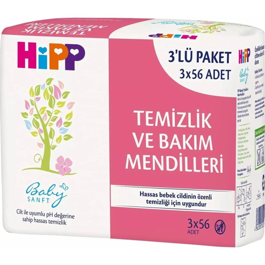 Hipp Temizlik ve Bakım Mendili, 56 Yaprak, 3'lü