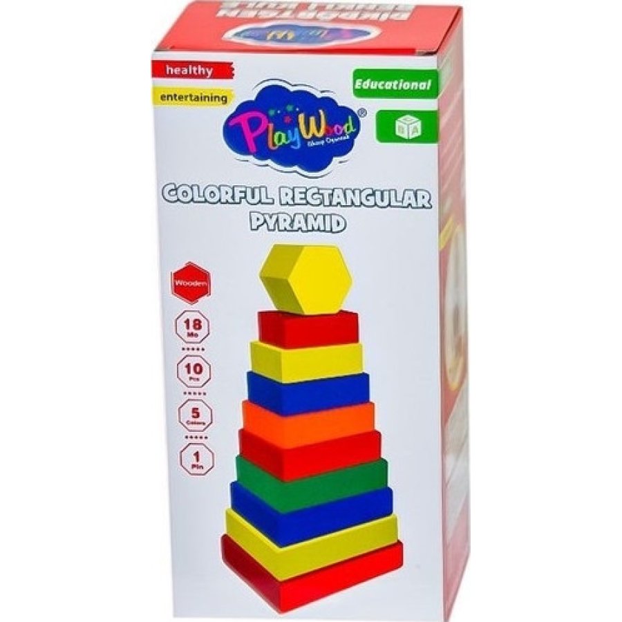 Play Wood Dikdörtgen Renkli Kule