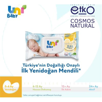 Uni Baby Yenidoğan Islak Mendil, 40 Yaprak, 3'lü