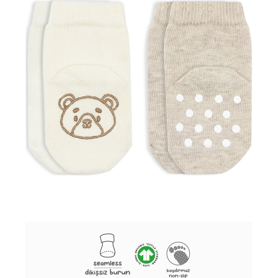 Bistyle 2'Li Hayvan Figürlü Kaymaz Soket Çorap 10104 Bej Ekru