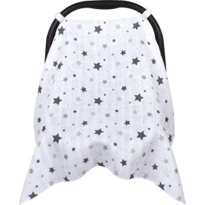 Sevi Bebe Müslin Puset ve Ana Kucağı Örtüsü, Gri, Yıldız Yağmuru