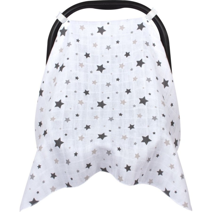 Sevi Bebe Müslin Puset ve Ana Kucağı Örtüsü, Gri, Yıldız Yağmuru