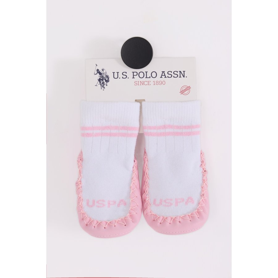 U.S. Polo Assn Çarık Çorap USB2800 Beyaz-Pembe