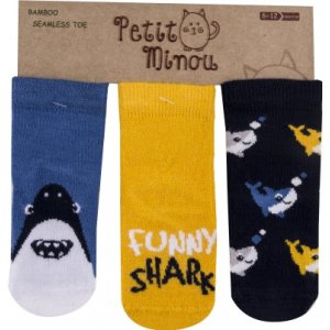Step Cute Shark Soket Çorap, Karışık Renkli, 3'lü