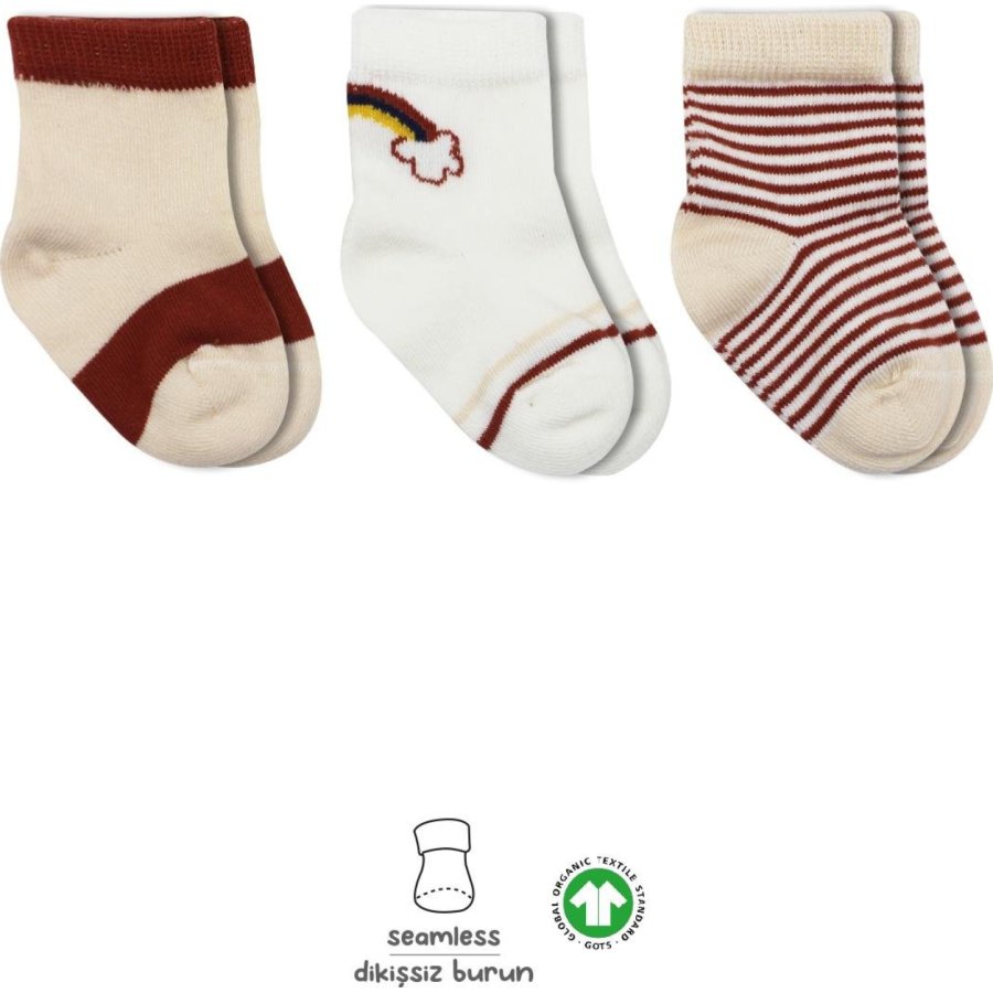 Bistyle 3'Lü Penye Rainbow Soket Çorap BS10113 Kiremit